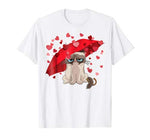 Grumpy Cat Raining Hearts Valentine’s Day Graphic T-Shirt