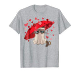 Grumpy Cat Raining Hearts Valentine’s Day Graphic T-Shirt