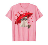 Grumpy Cat Raining Hearts Valentine’s Day Graphic T-Shirt