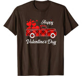 Happy Valentine’s Day Heart Graphic Love Truck Buffalo Plaid T-Shirt