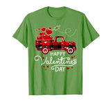Happy Valentine’s Day Heart Graphic Red Plaid Truck T-Shirt
