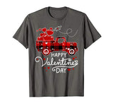 Happy Valentine’s Day Heart Graphic Red Plaid Truck T-Shirt