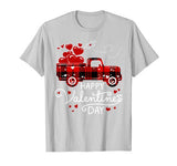 Happy Valentine’s Day Heart Graphic Red Plaid Truck T-Shirt