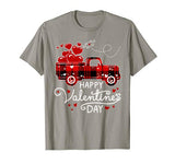 Happy Valentine’s Day Heart Graphic Red Plaid Truck T-Shirt