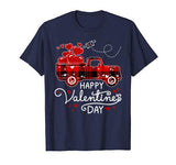 Happy Valentine’s Day Heart Graphic Red Plaid Truck T-Shirt