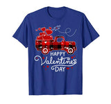 Happy Valentine’s Day Heart Graphic Red Plaid Truck T-Shirt