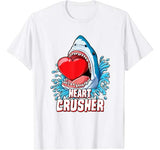 Heart Crusher T Shirt Valentines Day Shark Boys Jawsome Gift