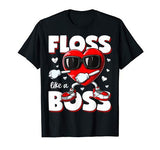 Heart Floss Like A Boss Valentines Day Boys Kids Flossing T-Shirt