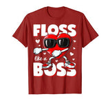 Heart Floss Like A Boss Valentines Day Boys Kids Flossing T-Shirt