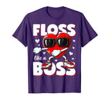 Heart Floss Like A Boss Valentines Day Boys Kids Flossing T-Shirt
