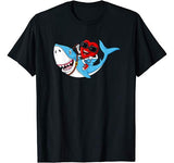 Heart Riding Shark Valentine’s Day Funny Boys Girls Kids T-Shirt