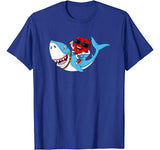 Heart Riding Shark Valentine’s Day Funny Boys Girls Kids T-Shirt