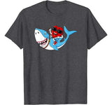 Heart Riding Shark Valentine’s Day Funny Boys Girls Kids T-Shirt