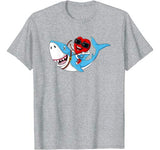 Heart Riding Shark Valentine’s Day Funny Boys Girls Kids T-Shirt