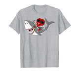 Heart Riding Shark Valentine’s Day Funny Boys Girls Kids T-Shirt