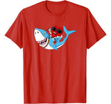 Heart Riding Shark Valentine’s Day Funny Boys Girls Kids T-Shirt