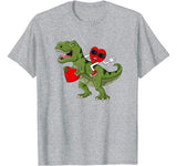 Heart Riding T Rex Valentine’s Day Funny Boys Girls T-Shirt