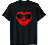Heart Shades Emoji Valentines Day Funny Boys Girls Kids T-Shirt
