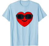 Heart Shades Emoji Valentines Day Funny Boys Girls Kids T-Shirt