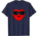 Heart Shades Emoji Valentines Day Funny Boys Girls Kids T-Shirt