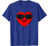 Heart Shades Emoji Valentines Day Funny Boys Girls Kids T-Shirt
