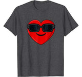 Heart Shades Emoji Valentines Day Funny Boys Girls Kids T-Shirt