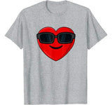 Heart Shades Emoji Valentines Day Funny Boys Girls Kids T-Shirt