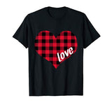 Heart Valentine’s Day love shirt Buffalo Plaid T-Shirt