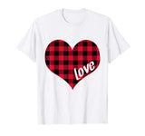 Heart Valentine’s Day love shirt Buffalo Plaid T-Shirt