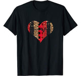 Heartbeat Heart Valentines Day Shirt Nurse Leopard Plaid RN T-Shirt