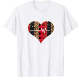 Heartbeat Heart Valentines Day Shirt Nurse Leopard Plaid RN T-Shirt