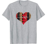 Heartbeat Heart Valentines Day Shirt Nurse Leopard Plaid RN T-Shirt