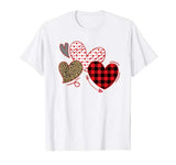 Hearts and Arrows Leopard Plaid Valentines Day Shirts Women T-Shirt