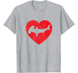 I Love Sharks Shirt Hammerhead Shark Valentine’s Day Heart T-Shirt