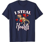 I Steal Hearts Shirt Valentines Day Dinosaur T Rex Boys Kids