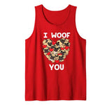 I Woof You Pug Valentines Day Shirt Love Dog Kids Puppies Tank Top