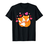 KIDS VALENTINES DAY T-SHIRT HEARTS AND FOXES PINK AND RED