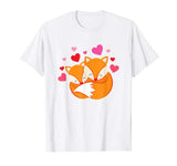 KIDS VALENTINES DAY T-SHIRT HEARTS AND FOXES PINK AND RED