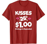 Kisses 25 Cents Girls Boys Funny Kids Valentines Day T-Shirt