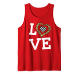 Leopard Buffalo Plaid Valentines day Shirt Three Love Hearts Tank Top