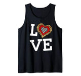 Leopard Buffalo Plaid Valentines day Shirt Three Love Hearts Tank Top