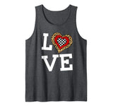 Leopard Buffalo Plaid Valentines day Shirt Three Love Hearts Tank Top