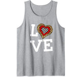Leopard Buffalo Plaid Valentines day Shirt Three Love Hearts Tank Top