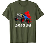 Loads Of Love – Monster Truck Valentine’s Day Gift Boys Kids T-Shirt