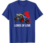 Loads Of Love – Monster Truck Valentine’s Day Gift Boys Kids T-Shirt