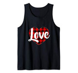 Love Buffalo Plaid Heart Valentine Tank Top