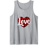 Love Buffalo Plaid Heart Valentine Tank Top