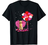 Love Golden Retriever Rose and Heart Balloon Valentine’s Day T-Shirt