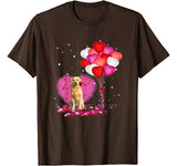 Love Golden Retriever Rose and Heart Balloon Valentine’s Day T-Shirt