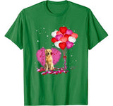 Love Golden Retriever Rose and Heart Balloon Valentine’s Day T-Shirt